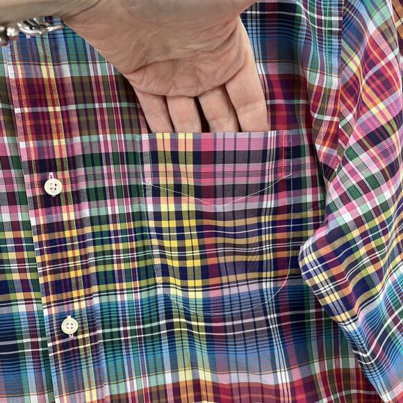 Vince Shirt Mens Medium Colorful Plaid Long Sleeve Cotton Slim Fit Button Down - Picture 2 of 13